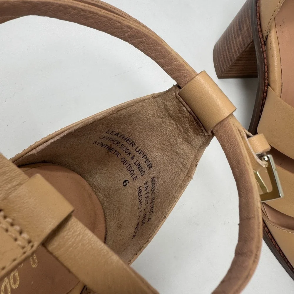 Seychelles Sandals Womens 6 Tan Leather Strappy Block Heel Ankle Strap Neutral - Picture 7 of 8